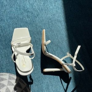 Open toe strappy sandal stiletto heel, square toe